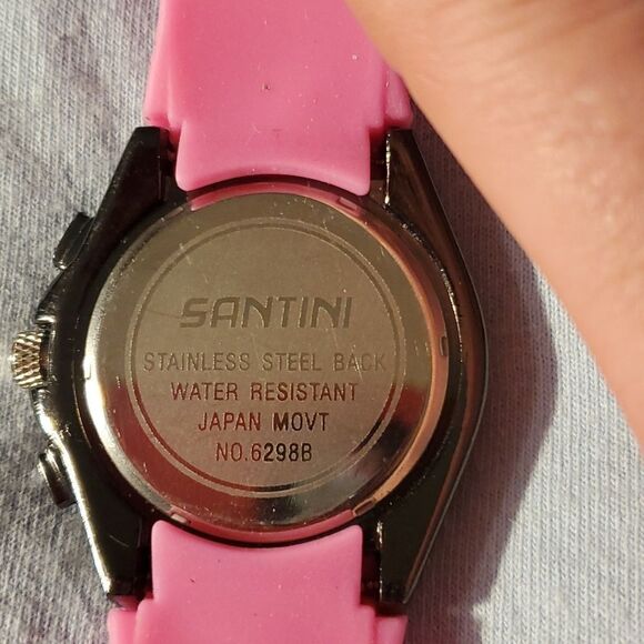NEW Large Faced Santini‎ Watch Bright Pink Face & Silicone Band Rotating Bezel main image 4